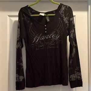 Harley-Davidson Black and Gray Long Sleeve Tee